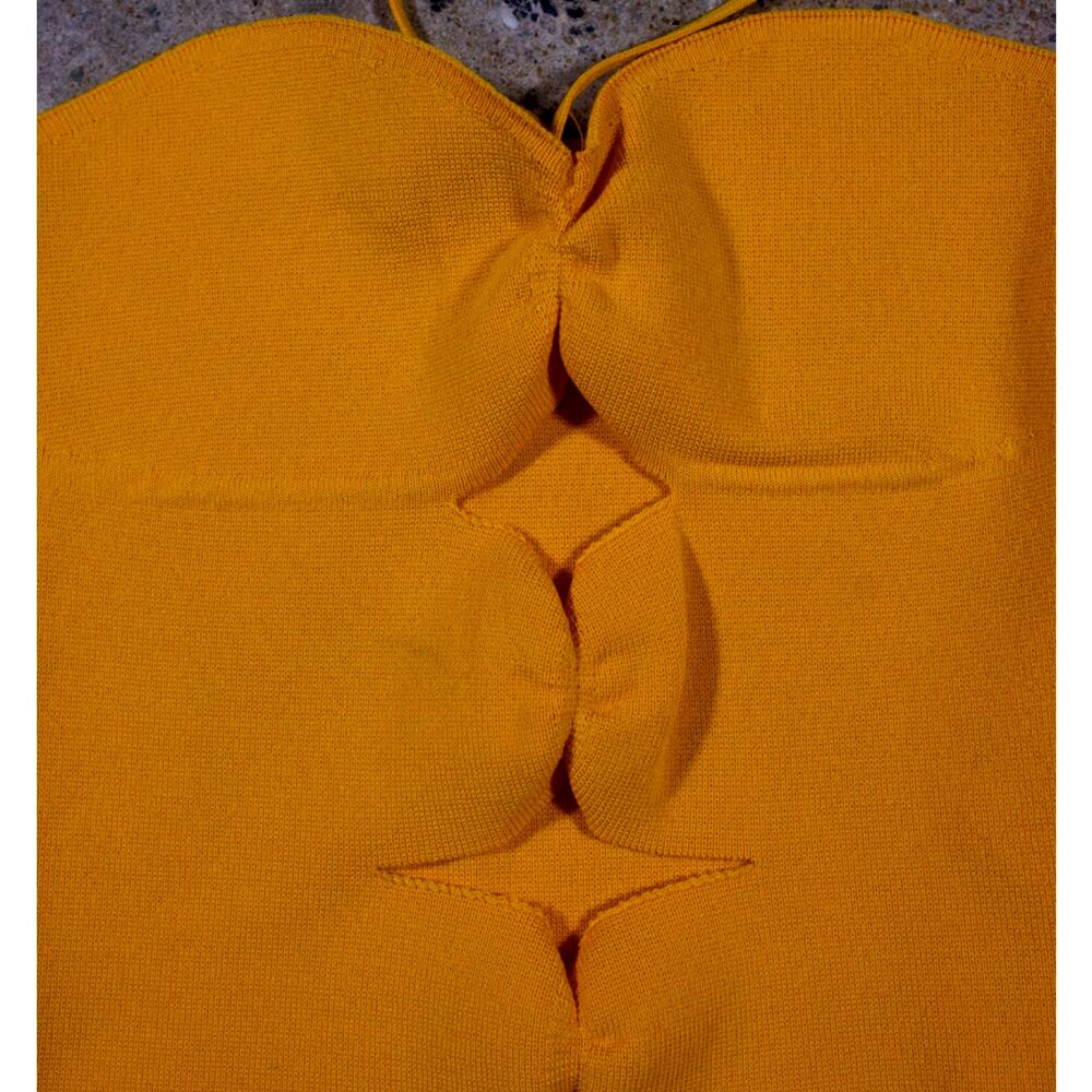 Zara Knit Keyhole Halter Crop Top Bright Orange Size M - Picture 4 of 4